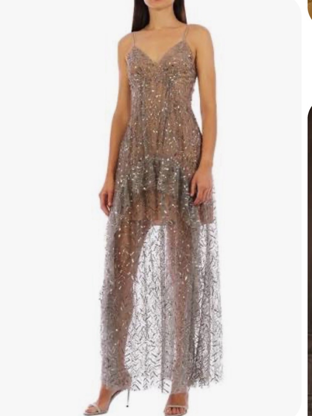 Self-Portrait Crystal Embellished
Beaded High-Low Maxi Dress